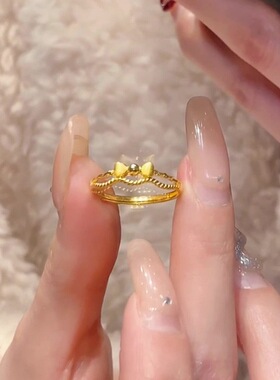 钛钢戒指 在逃公主蝴蝶结戒指女叠戴甜心蝴蝶结开口可调节JZ077