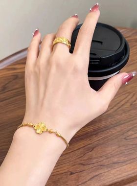 钛钢手链 不掉色幸运四叶草手链女ins风五福手镯手环SL517