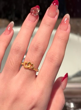 钛钢戒指 不易掉色简约精致双心女戒时尚百搭开口女爱心戒指JZ082