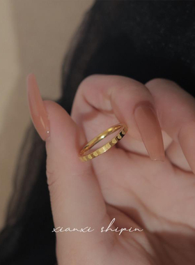 钛钢戒指 不掉色小众设计多颗满圈爱心不掉色戒指素圈指环JZ041