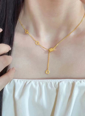 钛钢项链 不掉色韩式风轻奢流苏环环小蛮腰时尚简约锁骨链XL305