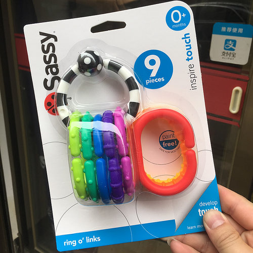 sassy牙胶玩具摇铃固齿牙棒咬咬