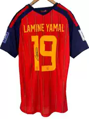 26 Spain Yamal home signed jersey, printed football jersey, short sleeved Ramine Yamal jersey