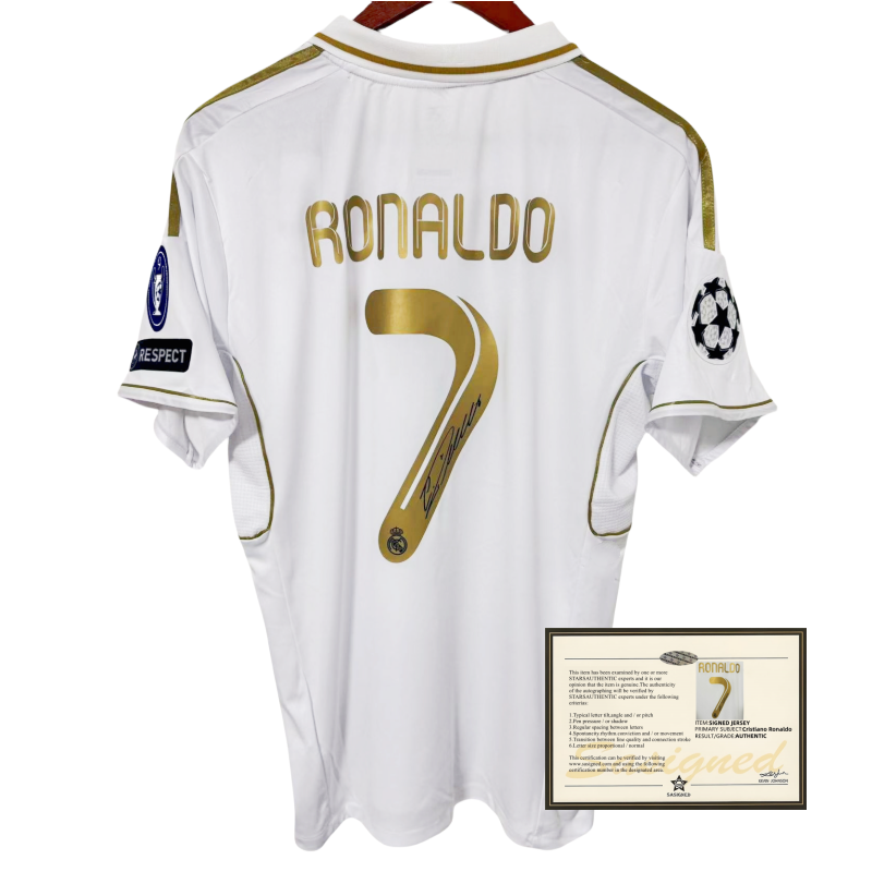 11-12金边皇马C罗印签签名球衣 复古足球衣soccer jersey