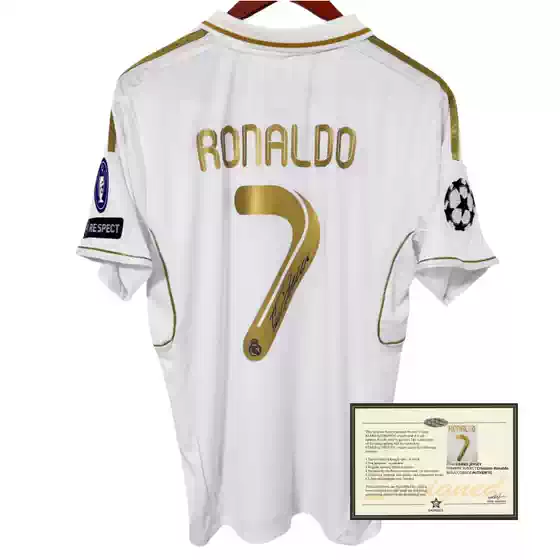 11-12 Golden Edge Real Madrid Cristiano Ronaldo Autographed Jersey Retro Football Jersey Soccer Jersey