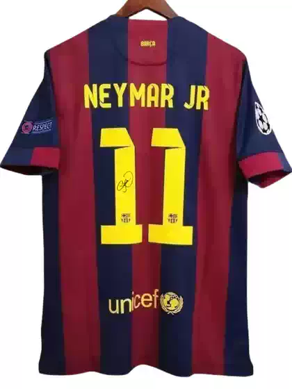 14-15 Barcelona Neymar Jersey Signed Football Shirt Short-Sleeved Player Version Soccer Jersey