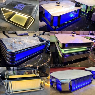 KTV发光茶几包厢桌子组合酒吧清吧卡座夜总会家具定制不锈钢轻奢