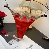 复古宫廷气质女款 速干三角裤 t裤 法式 夏季 薄款 女蕾丝丁字裤 纯棉档