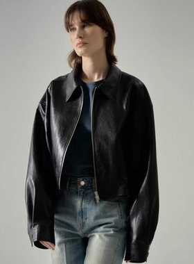 Facade pattern短款皮衣外套女秋季新款urbanic30夹克上衣