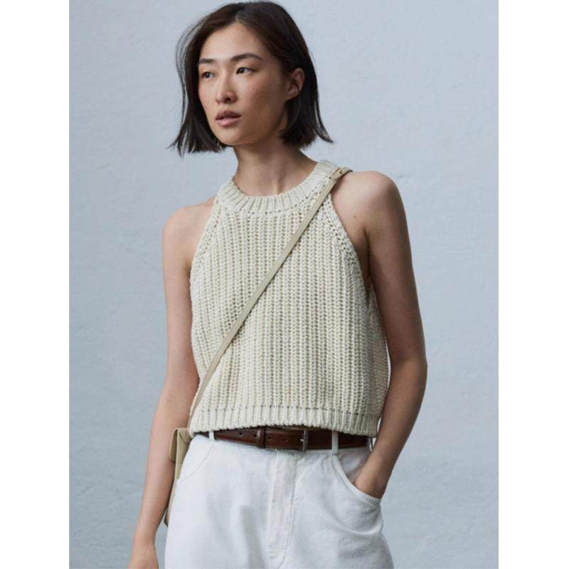 facade pattern针织吊带背心女2025春夏新款设计师挂脖针织上衣