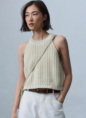 facade pattern针织吊带背心女2025春夏新款设计师挂脖针织上衣