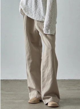 facade pattern休闲裤女韩国小众春夏秋高腰宽松直筒长裤脚地裤