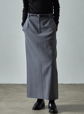 facade pattern灰色半身裙女2025秋季新款高腰长款包臀裙西装裙