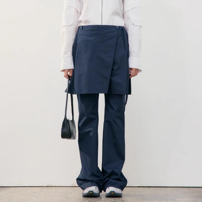 休闲裤女高腰分层短裙直筒裙裤