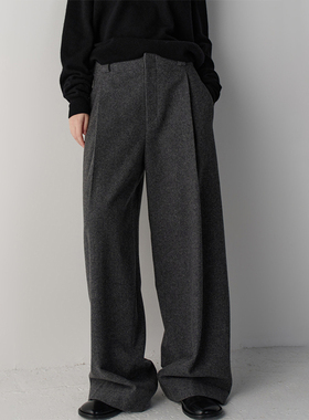 facade pattern阔腿裤女2026春秋新款高腰加厚休闲裤直筒裤西装裤