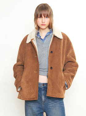 facade pattern麂皮皮衣女秋冬新韩极简小众复古百搭加厚保暖外套