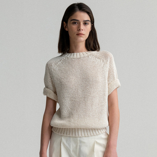 针织短袖t恤女2025秋季新款我是霖儿同款百搭上衣