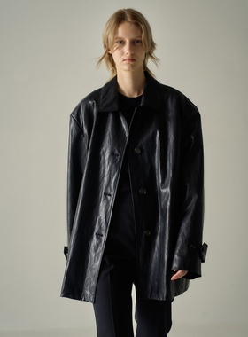 Facade pattern皮衣女秋季新款韩国设计师极简风夹克外套上衣