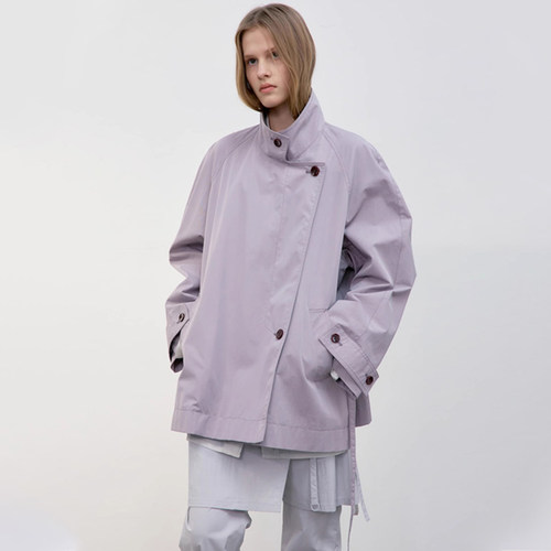 风衣外套女显瘦裹身插肩袖上衣