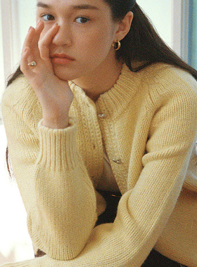 Facade pattern羊毛针织开衫女冬新款爱心扣韩国小众设计师毛衣