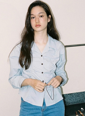 Facade pattern长袖衬衫上衣女秋夏新款韩国设计师小众通勤衬衣