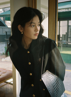 Facade pattern短款西装女秋新款韩版修身无领小香风长袖外套