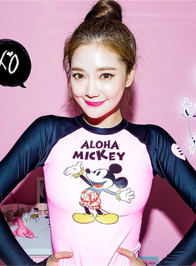 韩国ins泳衣女分体潜水服 泡温泉遮肚显瘦长袖防晒冲浪浮潜水母衣