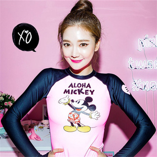 韩国ins泳衣女分体潜水服 泡温泉遮肚显瘦长袖防晒冲浪浮潜水母衣