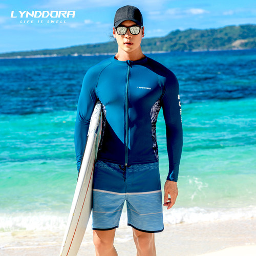 潜水服男大码防晒速干水母服冲浪服漂流温泉分体长袖游泳衣沙滩裤