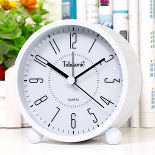 天王星正品金属小闹钟超静音床头卧室闹表儿童创意闹钟学生带夜灯