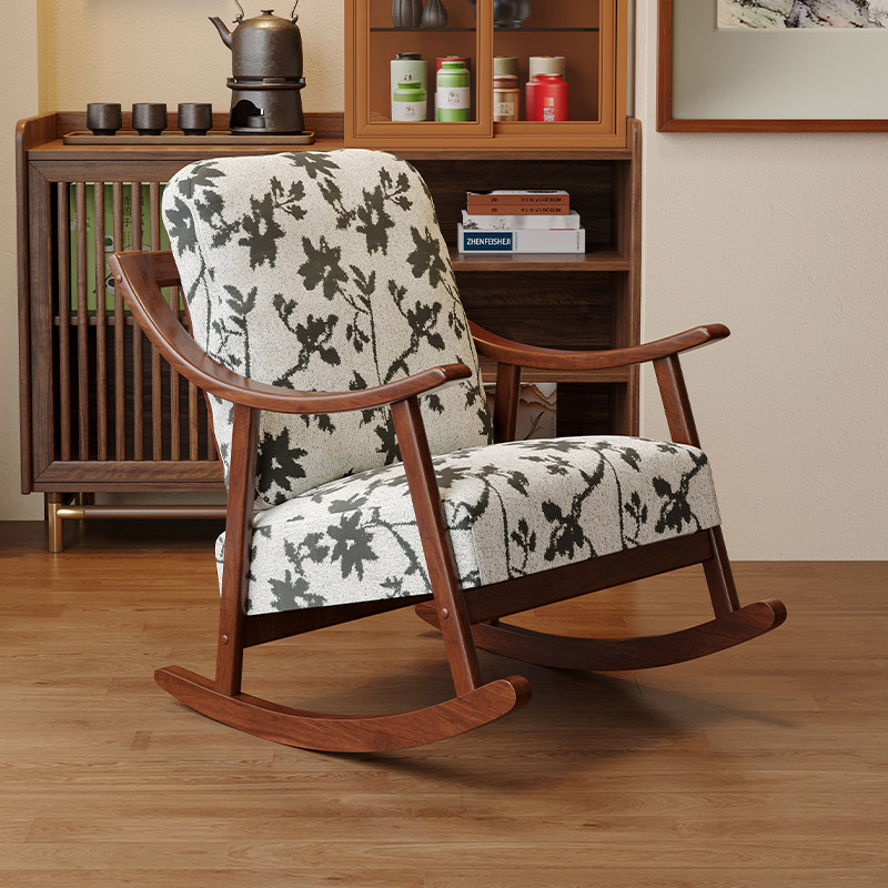 复古逍遥靠背椅摇椅实木大人摇摇椅成人懒人沙发单人中式躺椅新款
