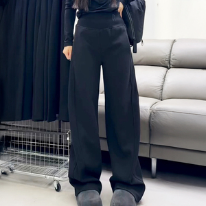 秋冬新款加绒厚款阔腿裤女弯刀裤