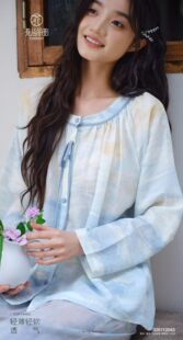 印花家居服套装 轻奢薄款 吊牌269 长袖 花丛丽影天丝棉睡衣女春夏款