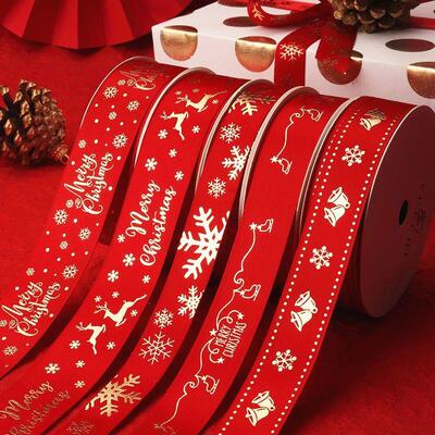 5yards 1inch 25mm Christmas Ribbon Printed Christmas Polyest