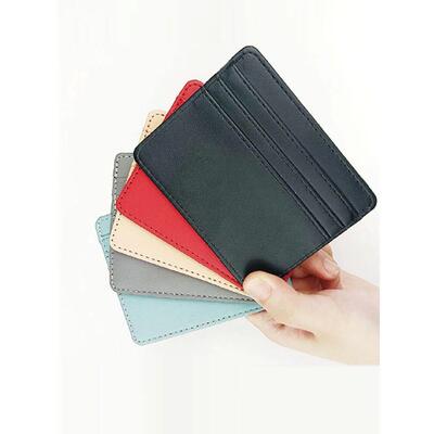 1Pc Pu Leather ID Card Holder Candy Color Bank Credit Card B