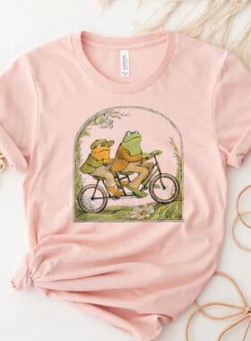 Short sleeved T-shirt tt printed round neck women's clot