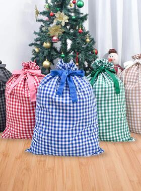 Plaid Christmas Bag, Christmas Bundle Pocket, Christmas Deco