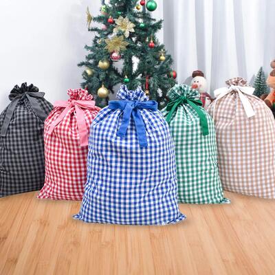 Plaid Christmas Bag, Christmas Bundle Pocket, Christmas Deco
