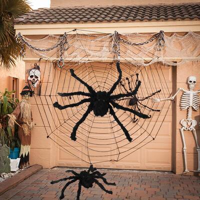 Black White Halloween Spider Web Giant Stchy Cobweb For
