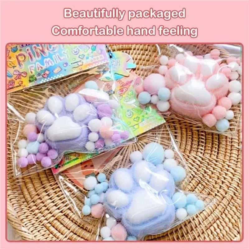 NEW Fidget Toy Mini Squishy Toys Kawaii Plush Cat Paw Transp