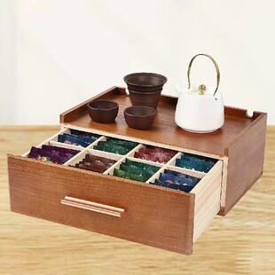 Organizer Bag Tea Countertop for Lovers Gift Wooden