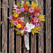 模拟玫瑰南瓜植物花环挂门国