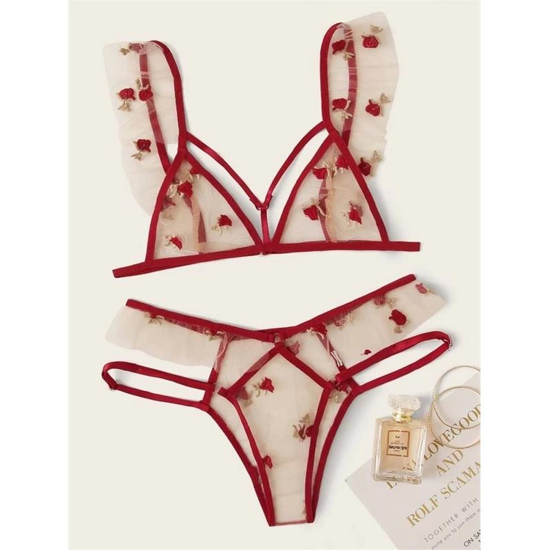 Sexy lingerie sexy women's thin mesh underwear set