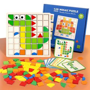 Mosaic Shape Wooden Pattern Blocks Puzzle Educational toys