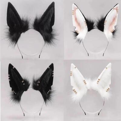 Christmas Women Animal Wolf Ears Headdress Plush Hairband Fu