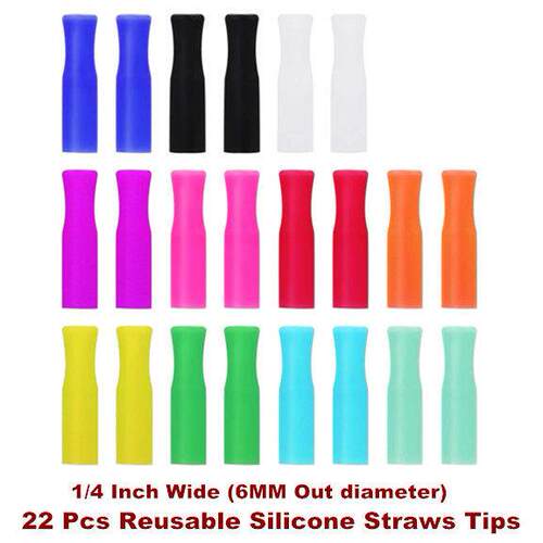 Silicone Straws Tips Stainless Steel Straw Tip Covers