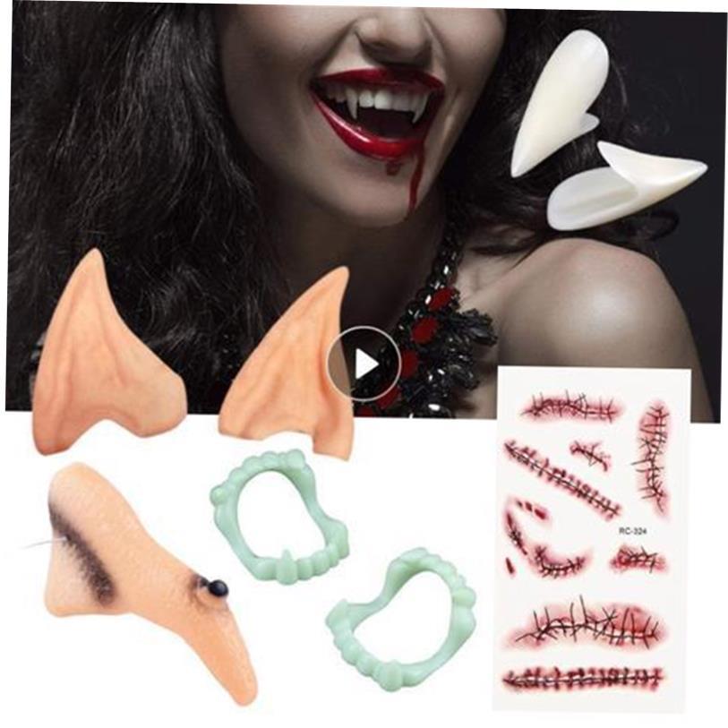 Halloween Fangs Vampire Teeth Dentures Artificial Elf Ears W