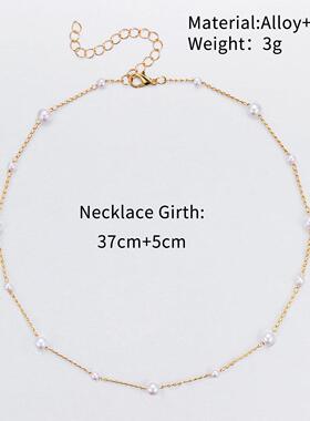 pearl necklace women跨境款覆古珍珠锁骨炼气质珍珠choker项炼