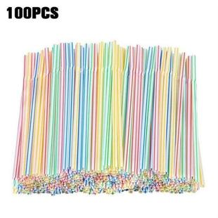 100pcs/Set Black Cocktail Straws Black Plastic Straw For Bir
