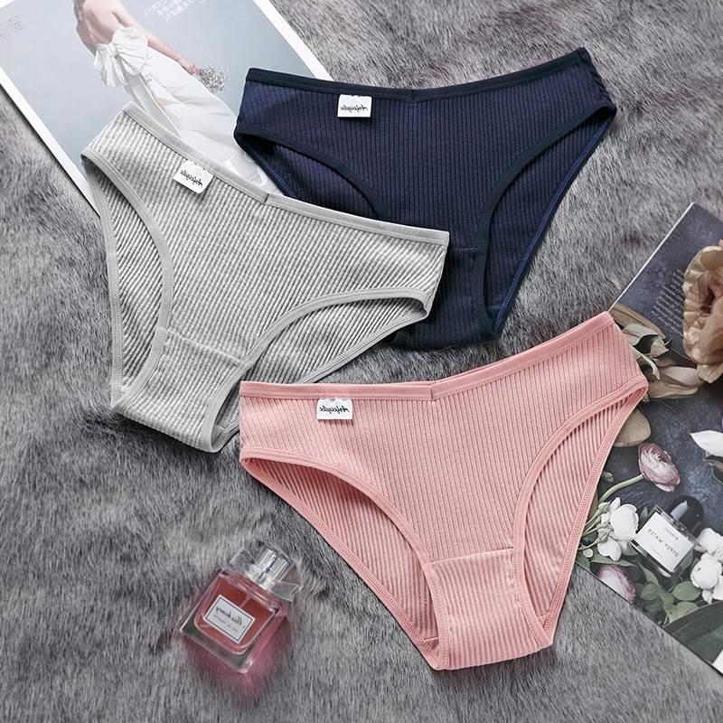 3PCS M-4XL Cotton Panties Female Underwear Sexy Women Briefs